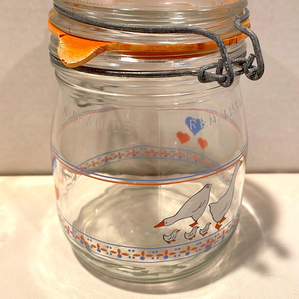 Arc Vintage French Provincial Glass Lidded bale-wire Jar